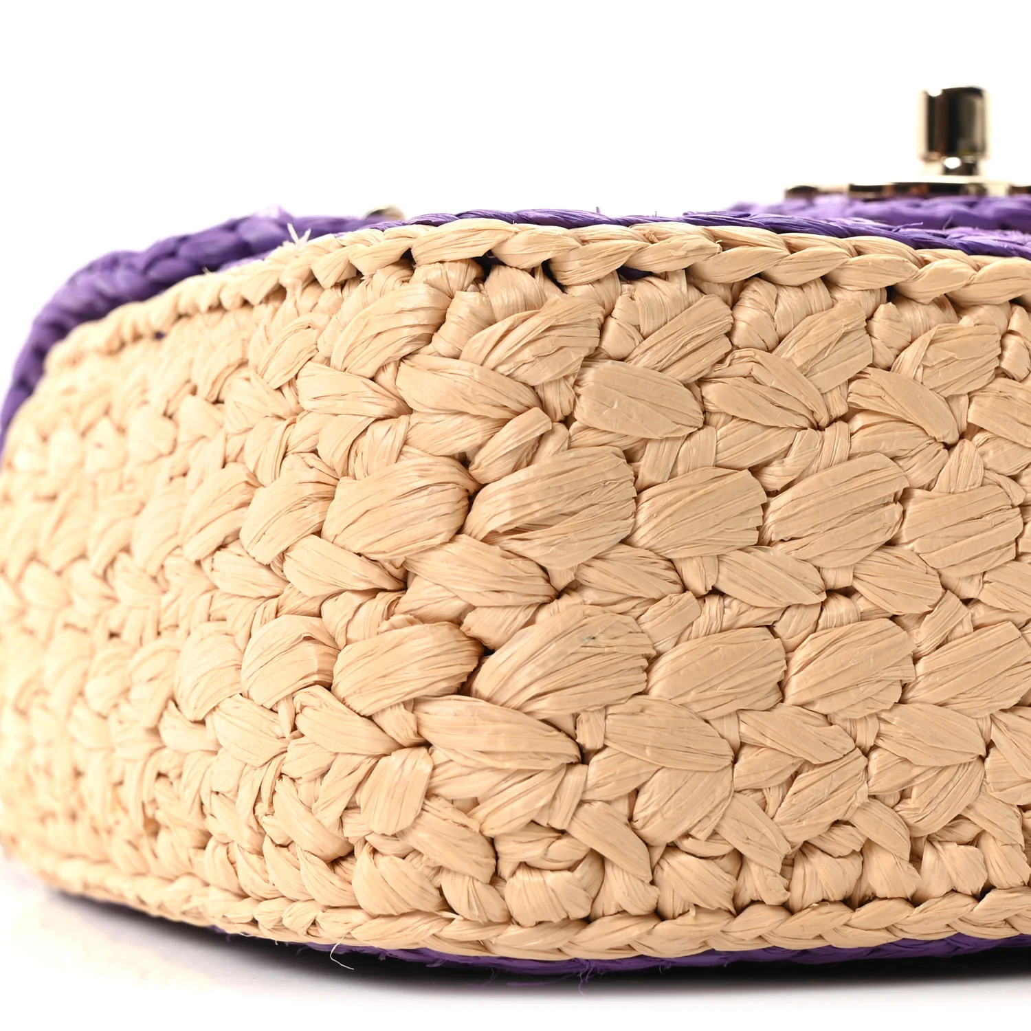 Raffia Chain Venice Beach Mini Flap Bag Beige Purple