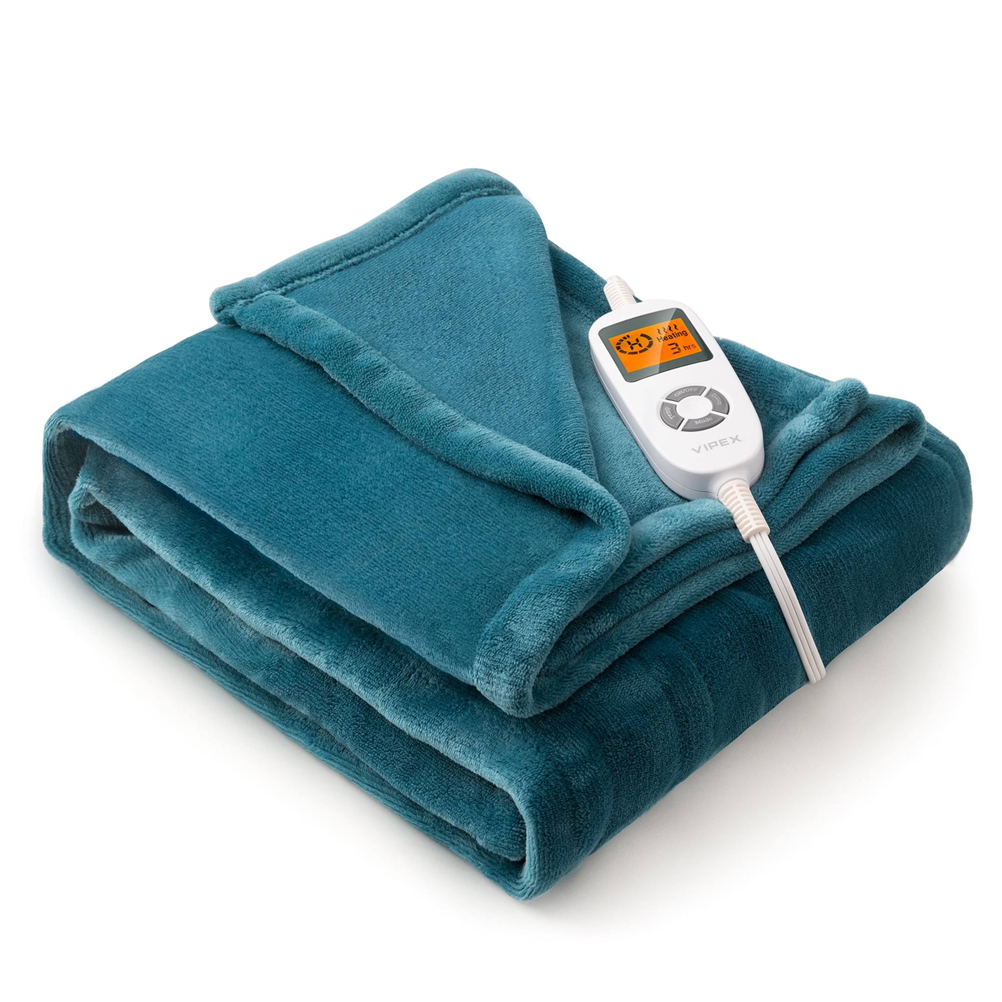 Vipex Electric Heated Throw Blanket, 50in x 60in Fast Heating Flannel Blanket, Blue , Blue