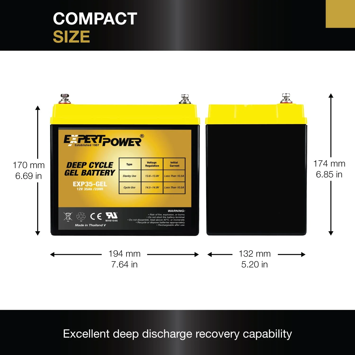 2 Pack 12 Volt 35AH Rechargeable Gel Type Deep Cycle Battery - Image 7