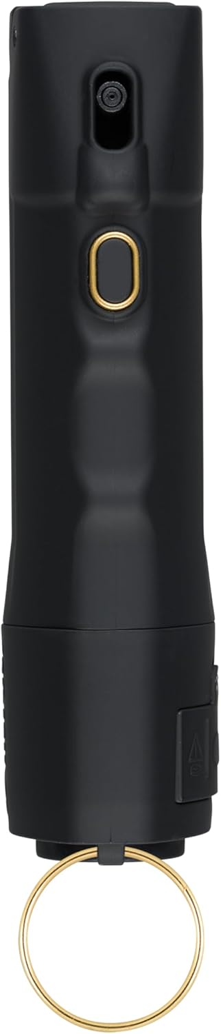 Sabre 2-in-1 Pepper Spray with 130dB Personal Alarm, Alert and Defend with One Press, Fast Flip Top Safety with Finger Grip and Tuck-Away Keyring, Maximum Strength, UV Marking Dye