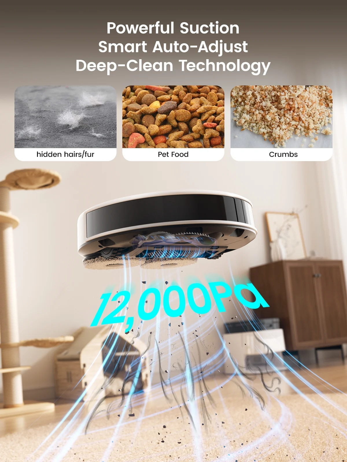 M3L Robot Vacuum and Mop, 12000Pa Suction, All-in-One Base Station, Anti-Tangle Brushes Dual Spinning Mop, Self-Emptying Refilling, LIDAR Navigation(M3L) - Image 5