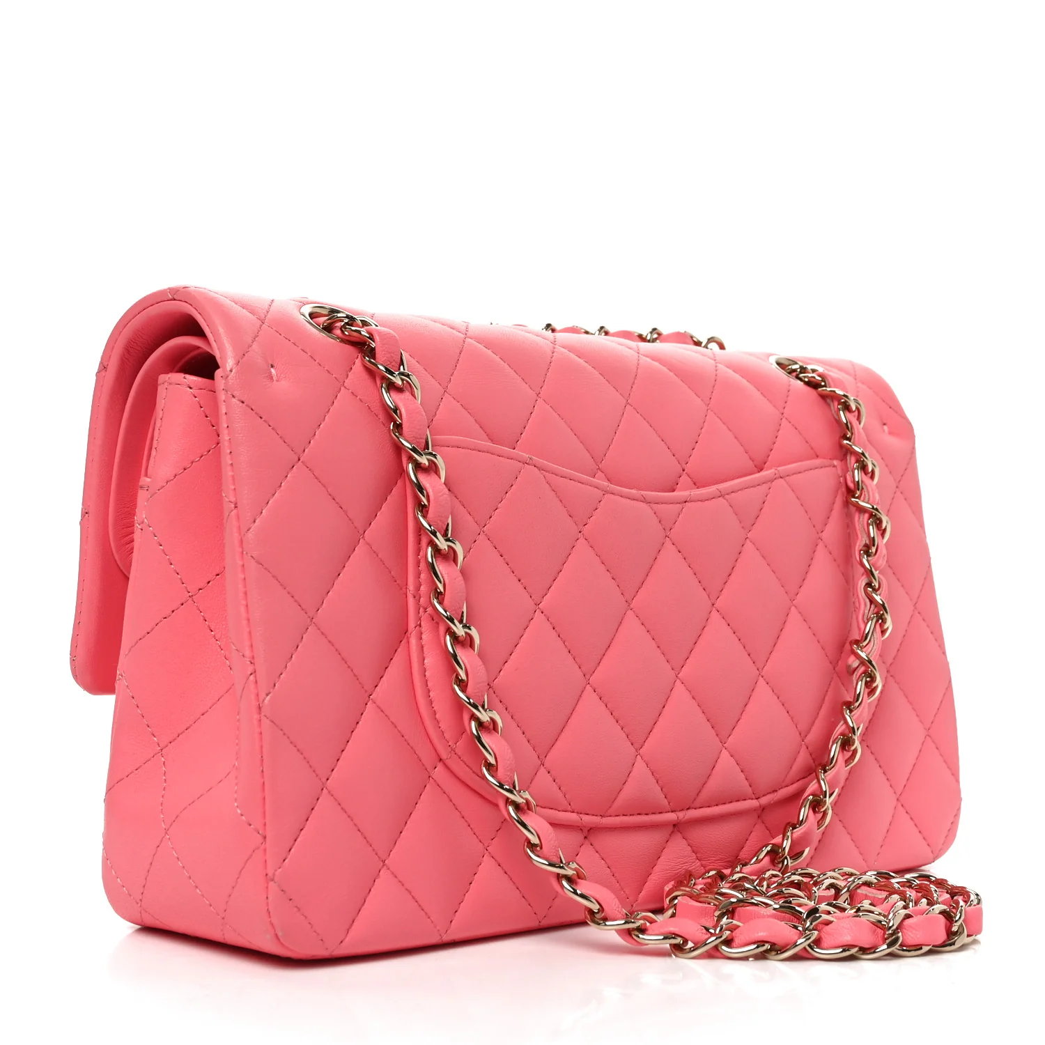 Lambskin Quilted Medium Double Flap Pink