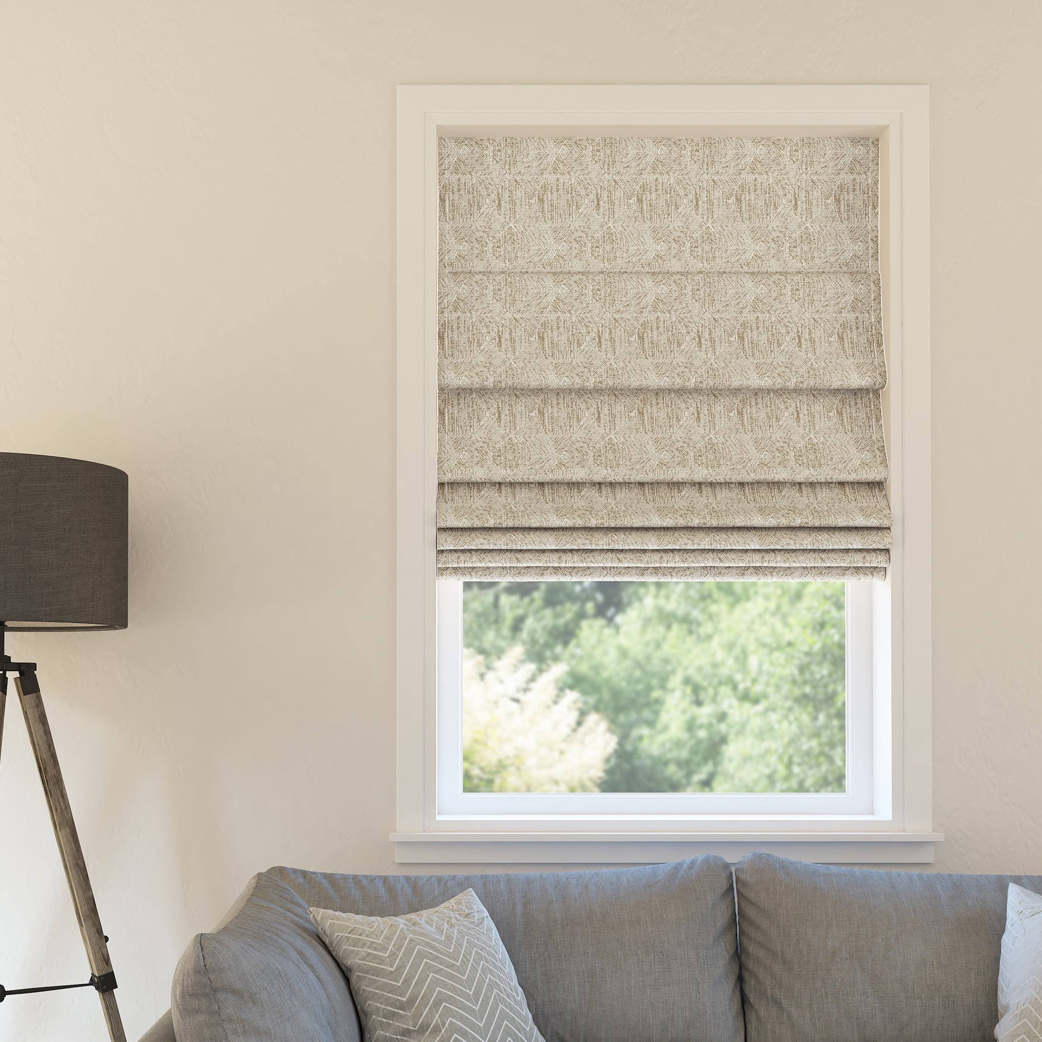 Sun Zero Talmage Tonal Geometric 100% Blackout Cordless Roman Shade, 64