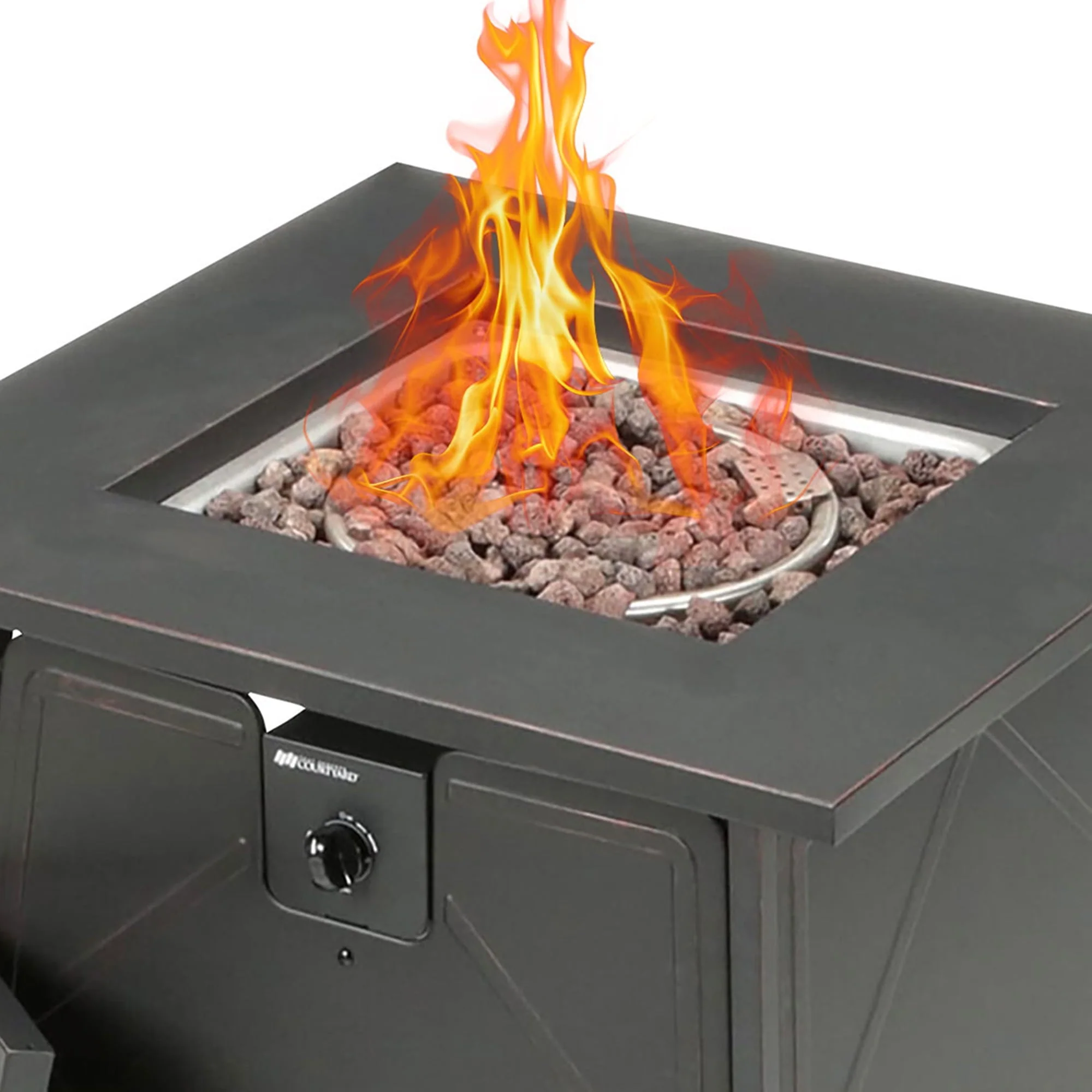 Four Seasons Courtyard Dual Heat 50,000 BTU Square Gas Tabletop Fire Pit(28")