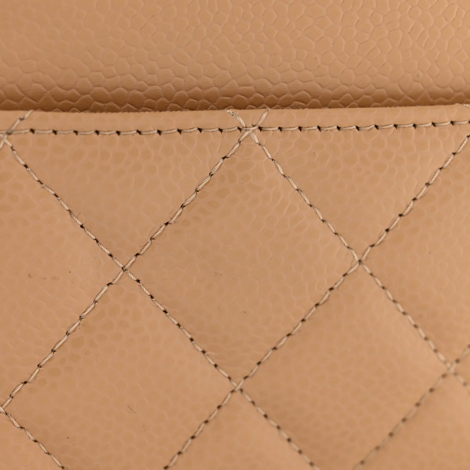 Caviar Quilted Wallet On Chain WOC Beige
