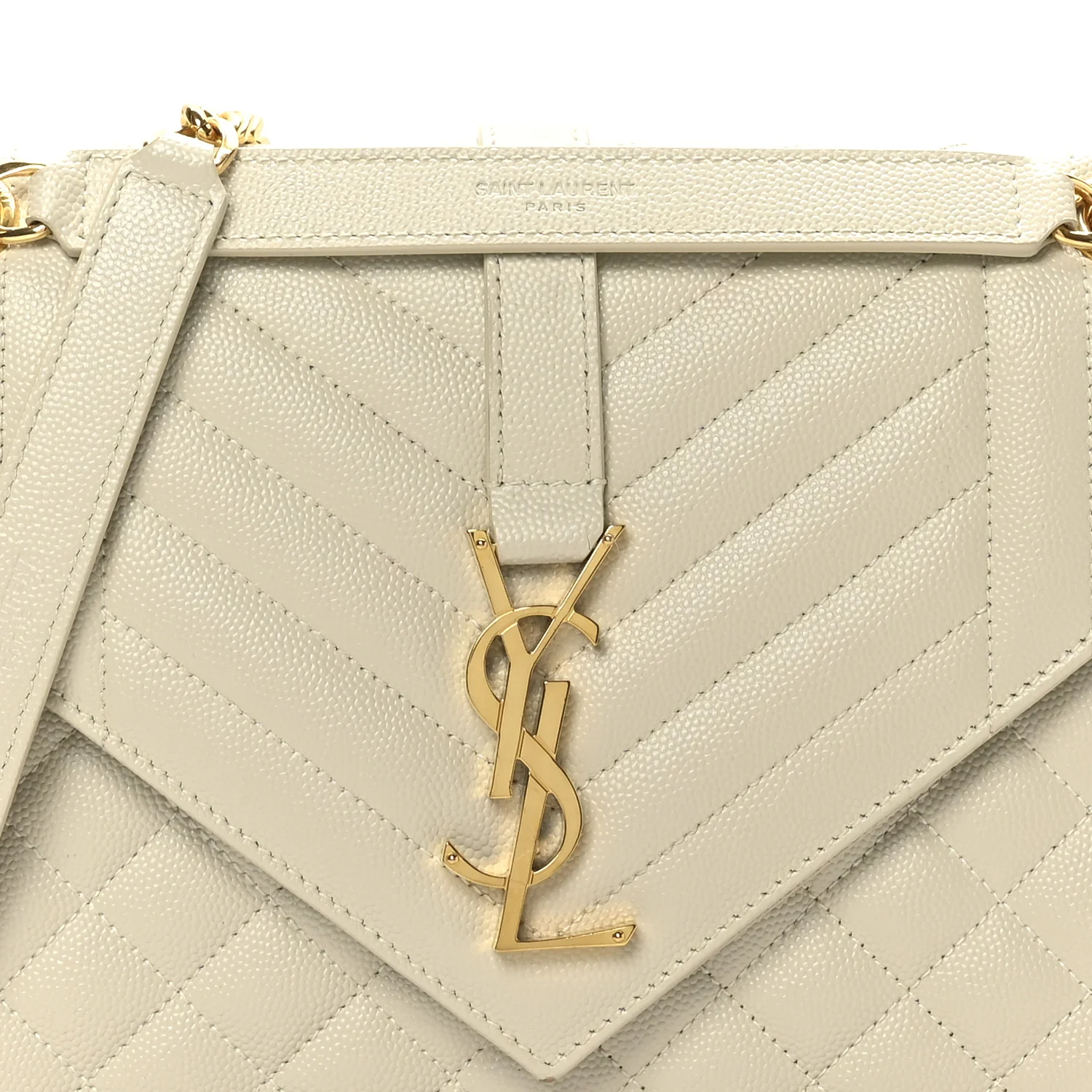 Grain De Poudre Textured Mixed Matelasse Medium Triquilt Monogram Satchel Crema Soft