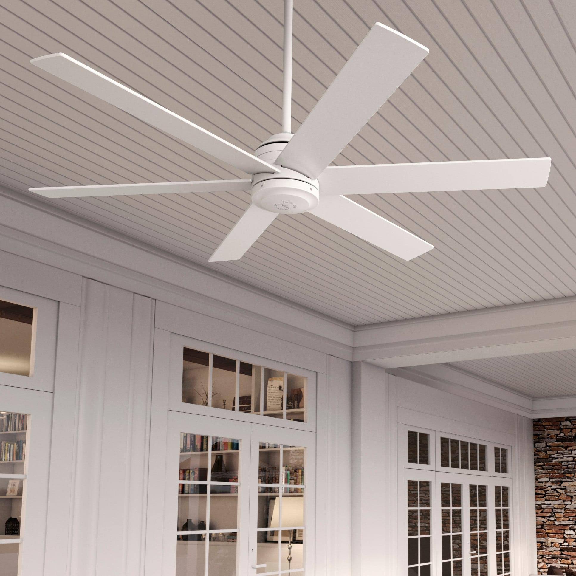 Hunter Lakeway SureSpeed 60-in Fresh White Indoor/Outdoor Ceiling Fan and Remote (6-Blade) | 52767