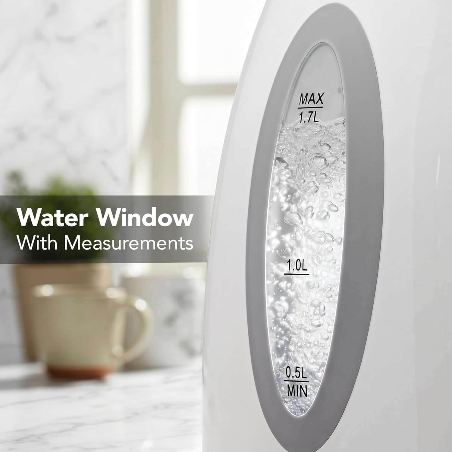 OVENTE 1.7L Electric Tea Kettle, 1100W BPA-Free Water Boiler, White KP72W