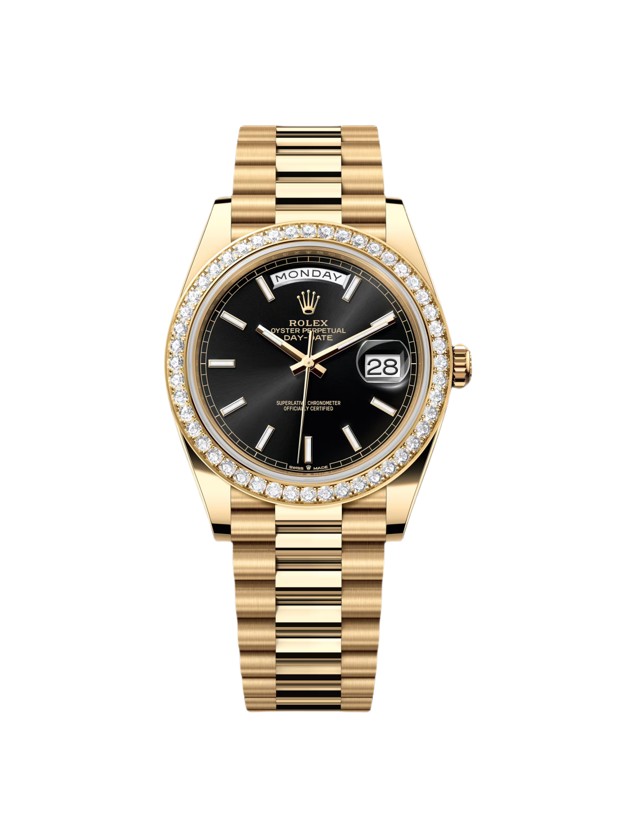 【Super Clone】RLX Day-Date 40mm Bright Black Dial President Watch 228348RBR-0043