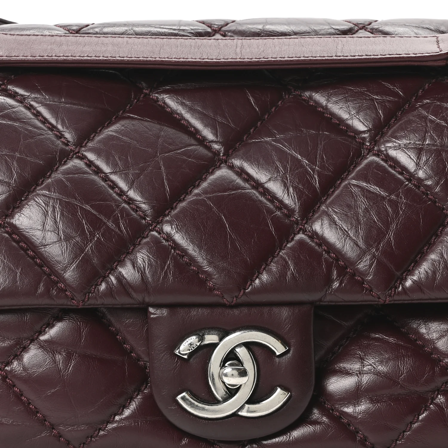 Aged Calfskin Medium New Portobello Flap Burgundy