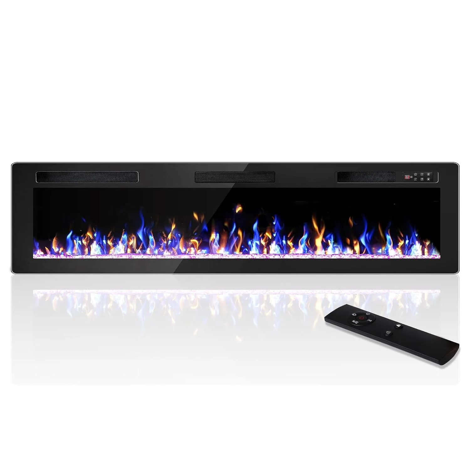 VENDROZ 72 Inch Electric Fireplace Ultra-Thin Recessed & Wall Mounted