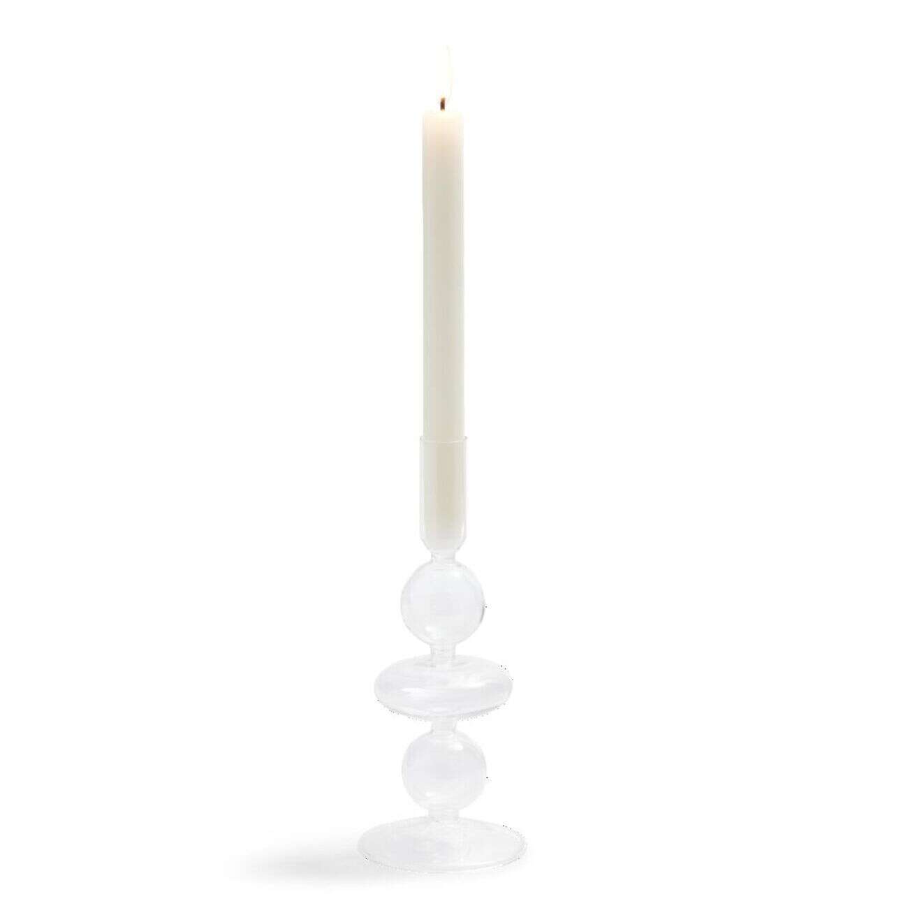 Bougeoir chandelier verre incolore Ø8,7xH21,5cm