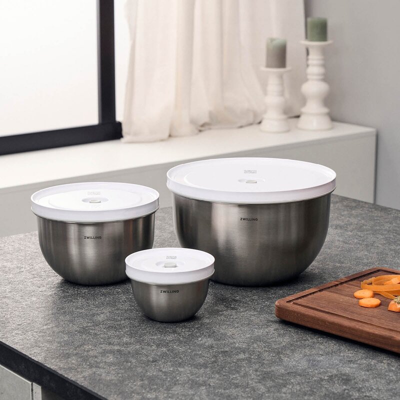 Fresh & Save vakuumskålsett 6 deler rustfritt stål