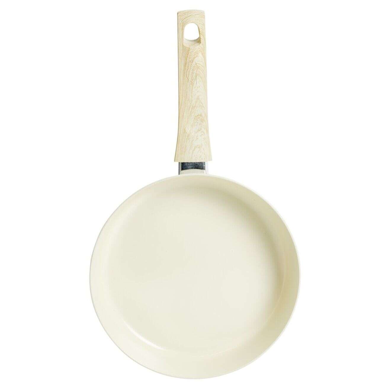 Poêle poignée effet bois aluminium et céramique beige Ø24cm