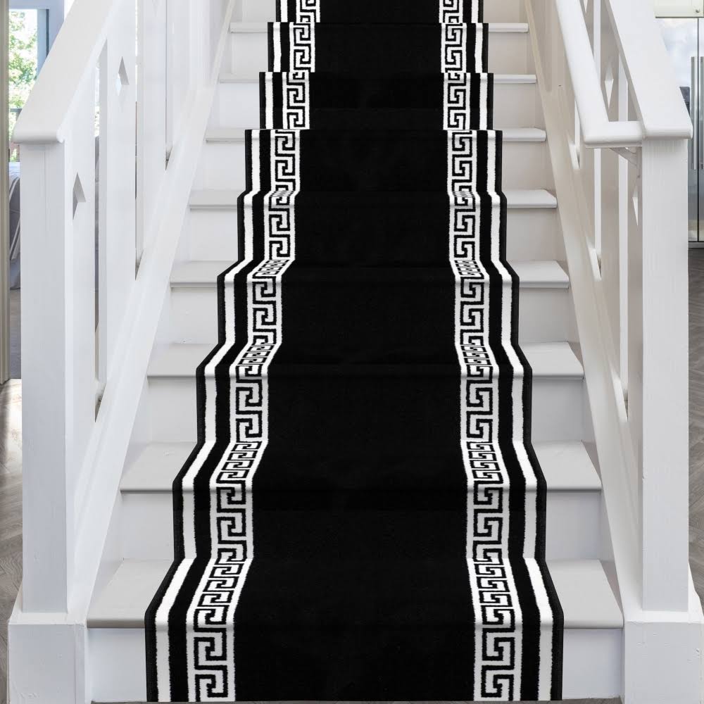 runrug Key Black Stair Carpet Runner - Width: 2 Foot