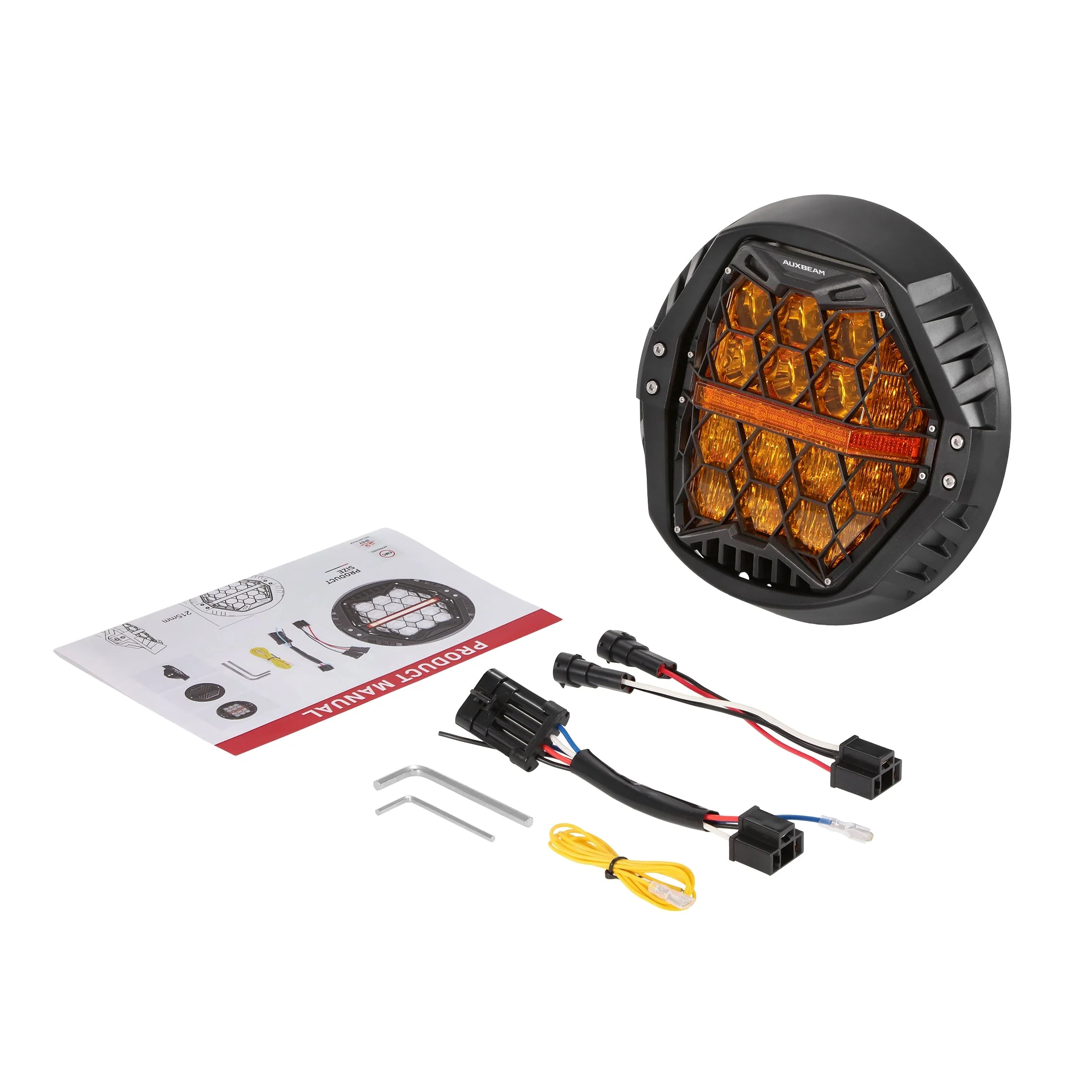 7 Inch 120W DOT Motorcycle LED Headlight Assembly with Amber DRL & Honeycomb Design (Hi/Lo Beam) for 1999-2002 Electra Glide Classic EFI FLHTCI