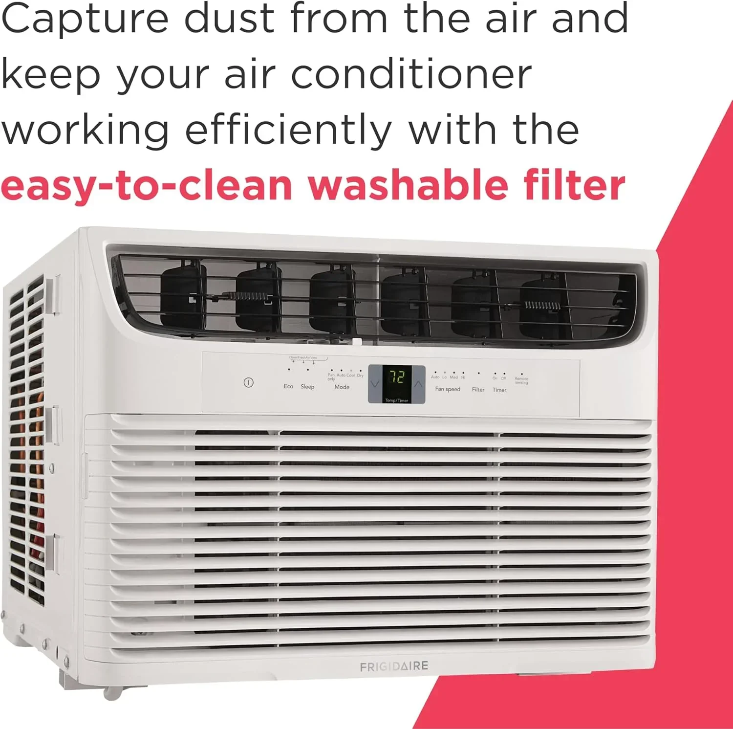 Climatiseur de fenêtre Frigidaire 5 000 BTU avec télécommande. Refroidit jusqu'à 150 pi². Fonctionnement silencieux.