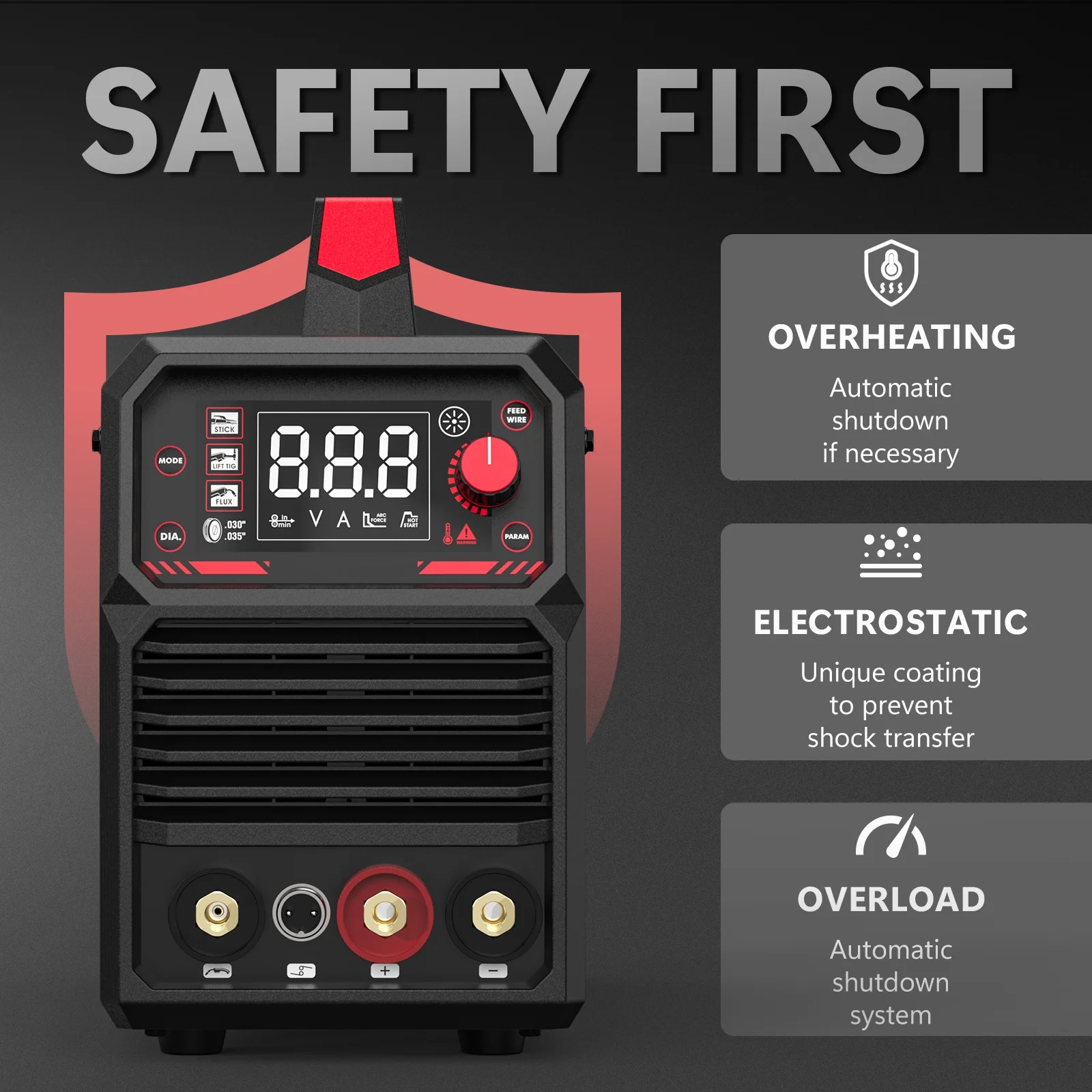 Yeswelder 135A Flux Welding Kit, Includes Welder, Gloves, and Wire, Black
