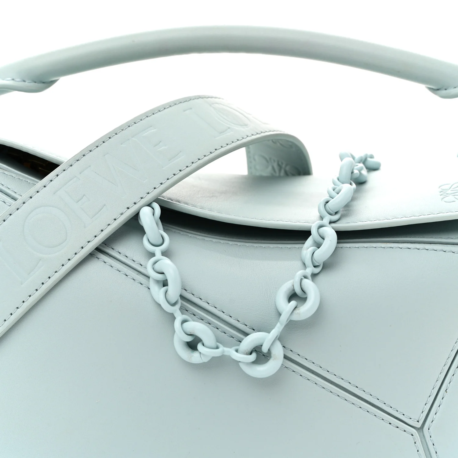Grained Calfskin Small Puzzle Bag Aquamarine