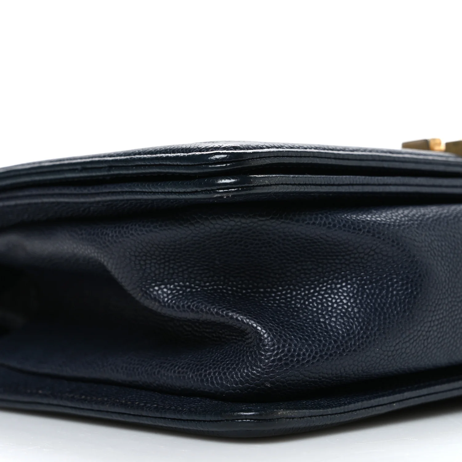 Metallic Caviar Quilted Medium Boy Flap Navy