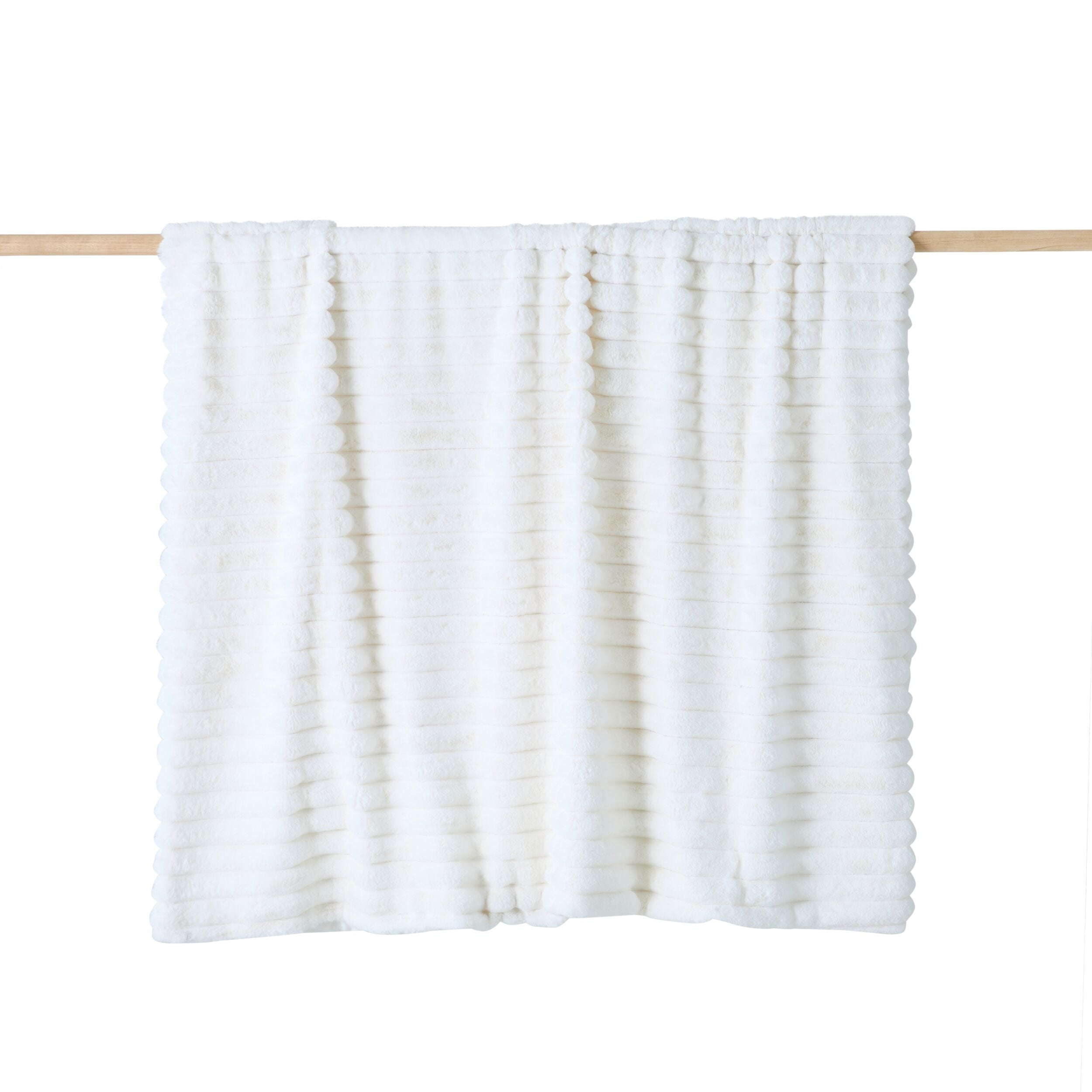 Luxe Rib Faux Fur Throw Antique White 130x170cm