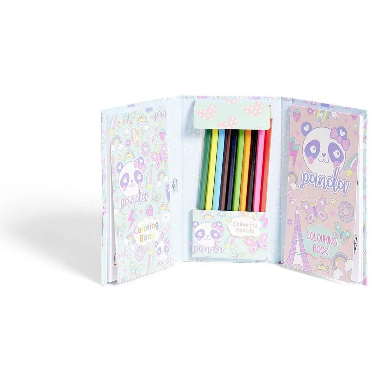 Set de 2 livres de coloriage avec 8 crayons de couleur