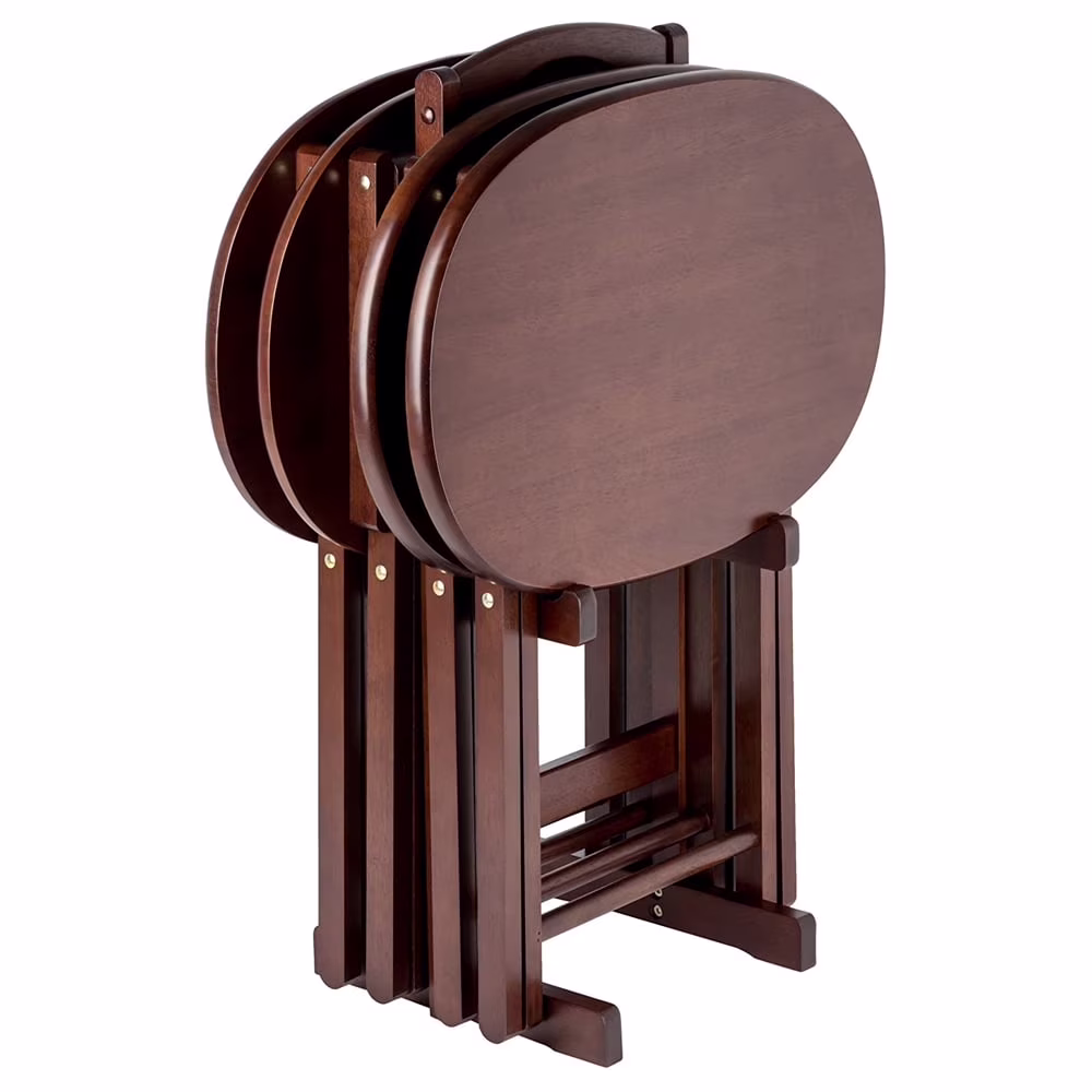 Nathan 5-Piece Snack Table Set, Oval Tops, Cappuccino Finish(Cappuccino)