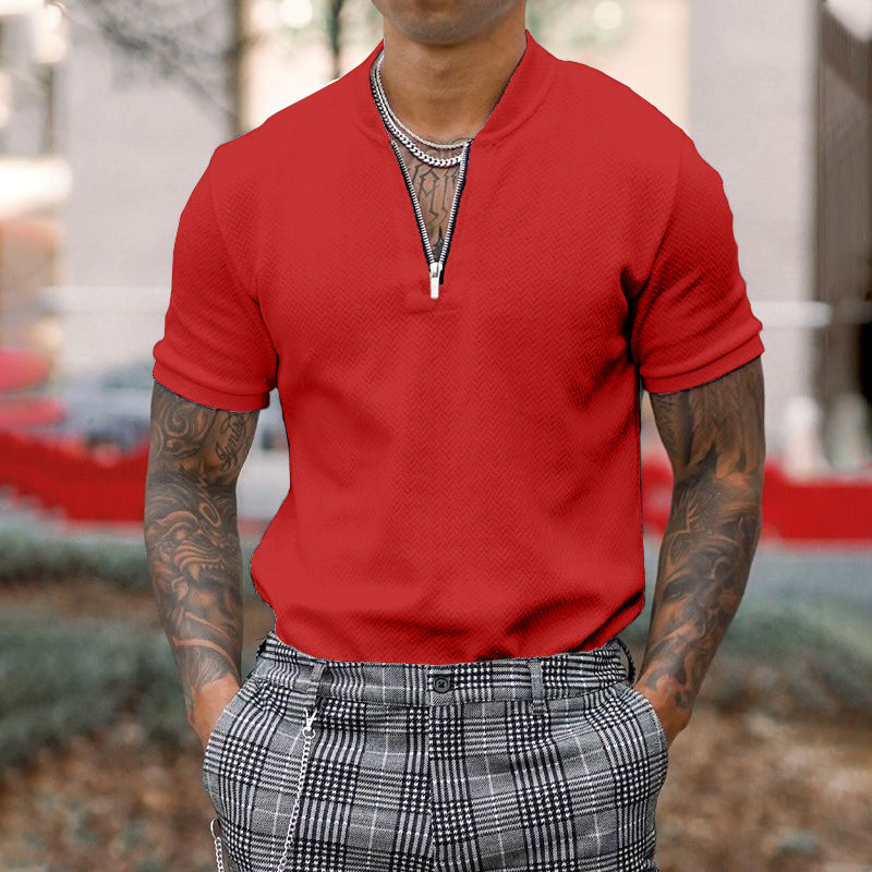 T-shirt de sport à manches courtes et fermeture éclair pour homme d'affaires