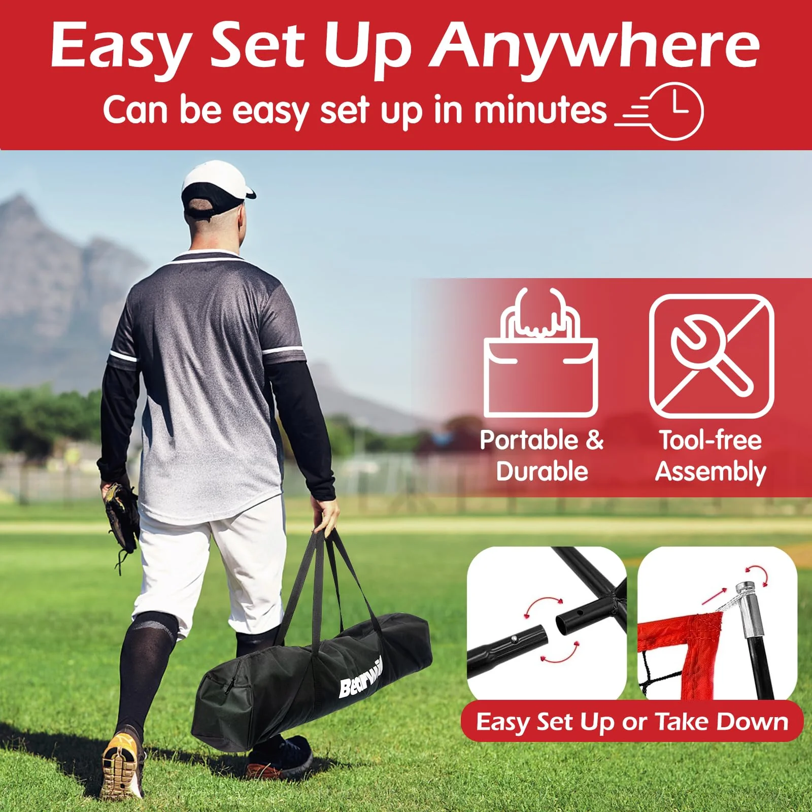Bearwill 7x7ft Baseball Softball Practice Net