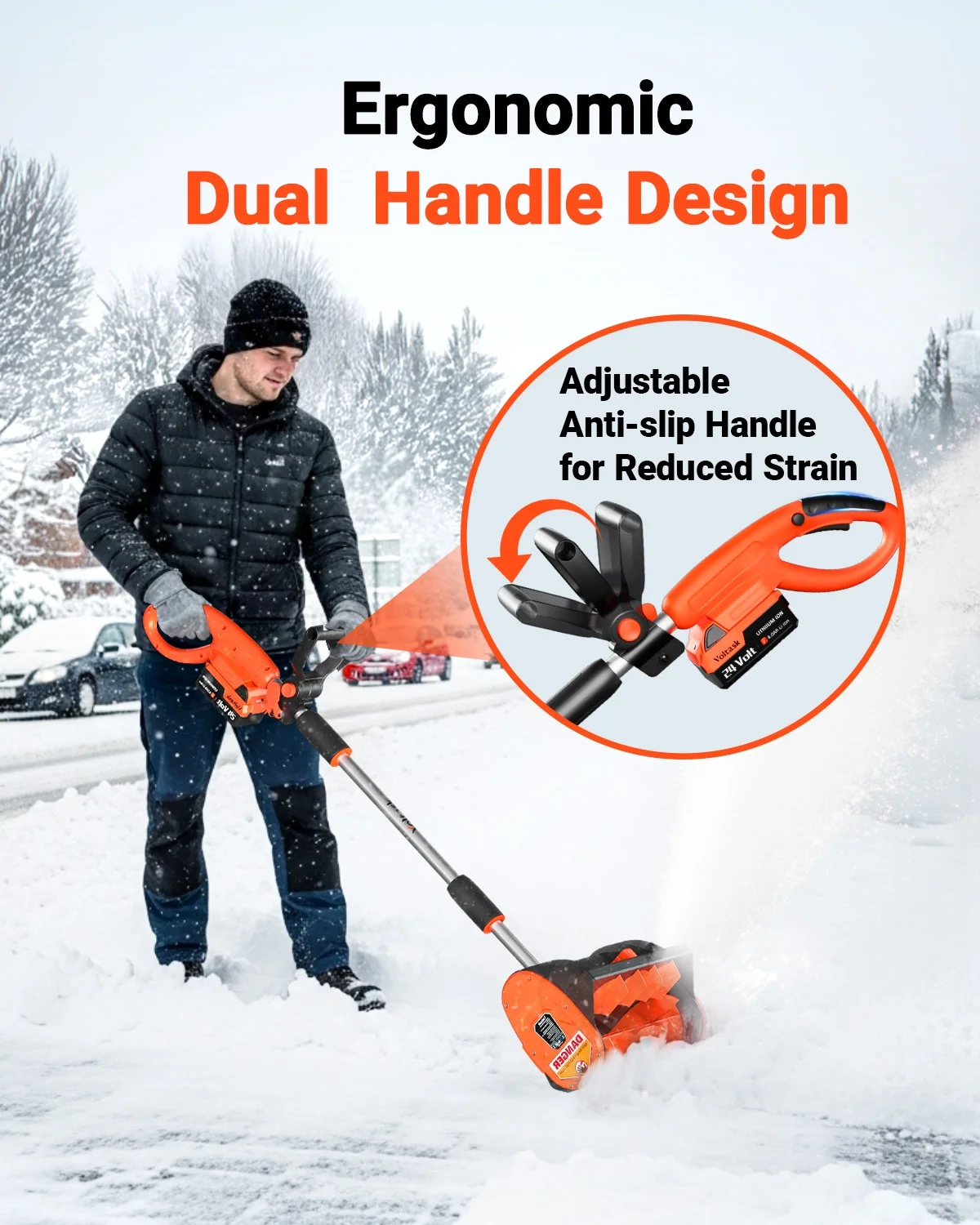 15 Amp Electric Snow Blower, 23 inch Corded Snow Blower with 180-degree Directional Chute(23") - Image 10