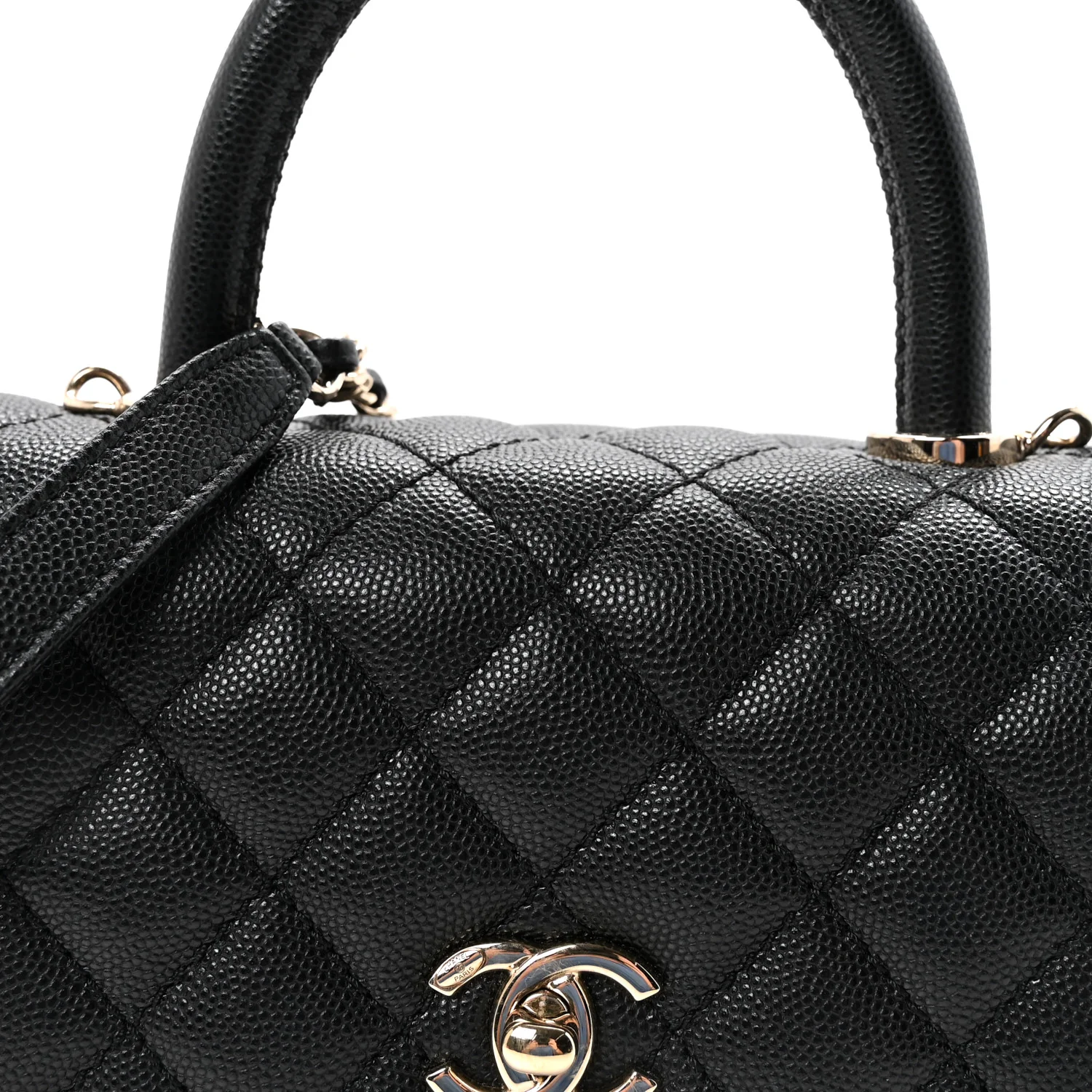 Caviar Quilted Mini Coco Handle Flap Black