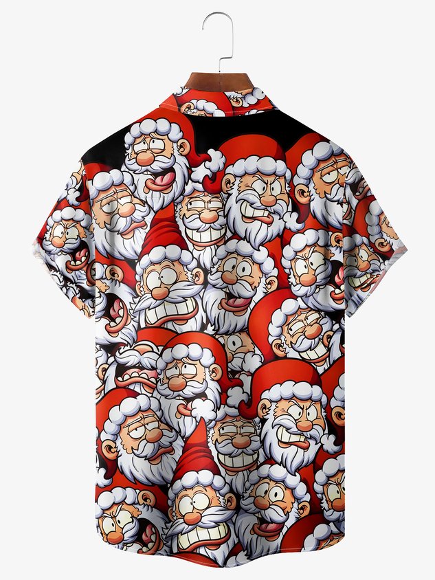 Chemise décontractée à manches courtes et poche poitrine Père Noël pour Noël