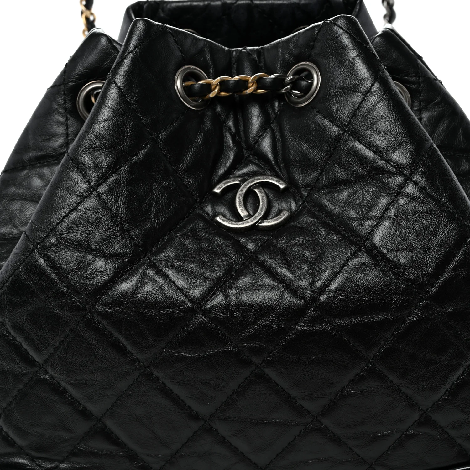 Aged Calfskin Quilted Small Gabrielle Backpack Black