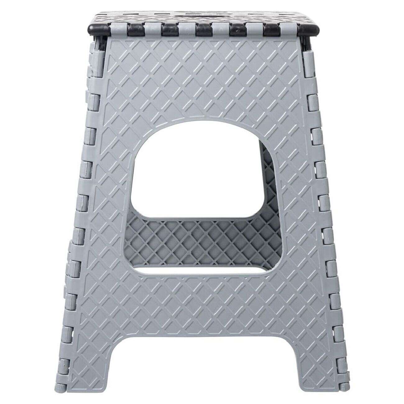 Tabouret pliant plastique noir et gris H44cm