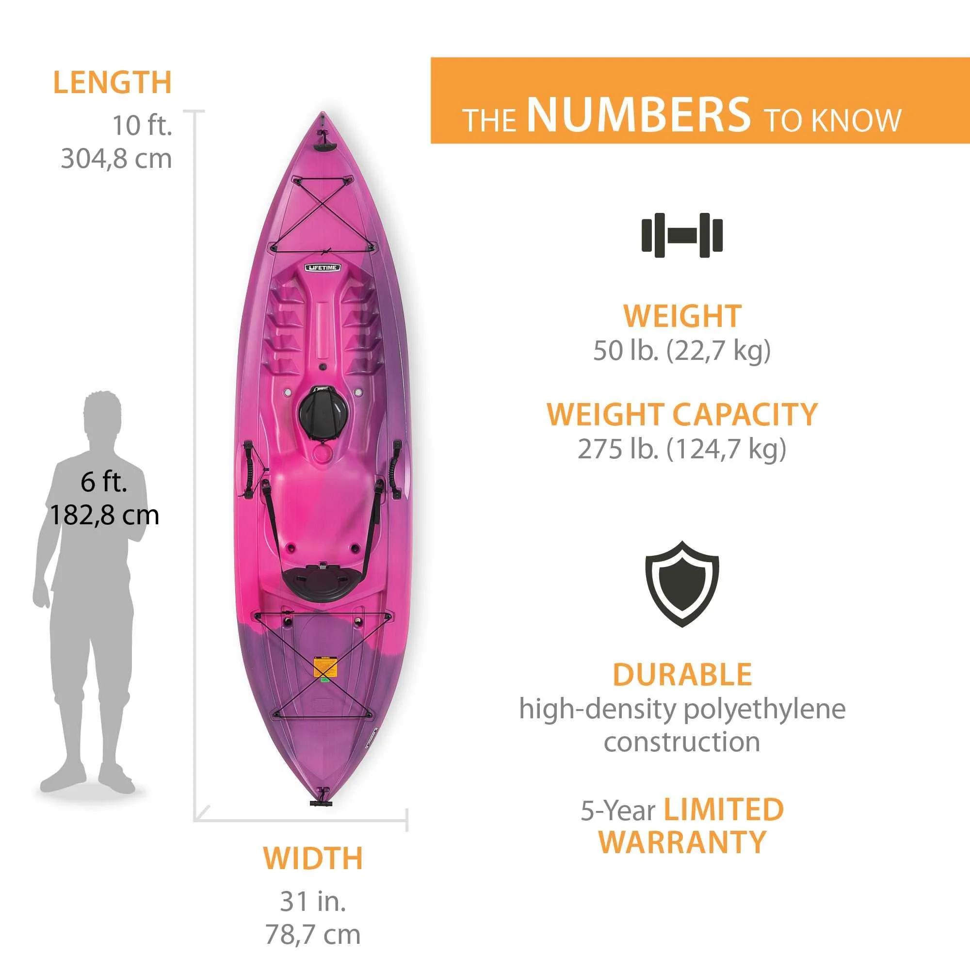 Lifetime Tamarack 10 Ft. Sit - on - Top Kayak, Fire Red (90486)