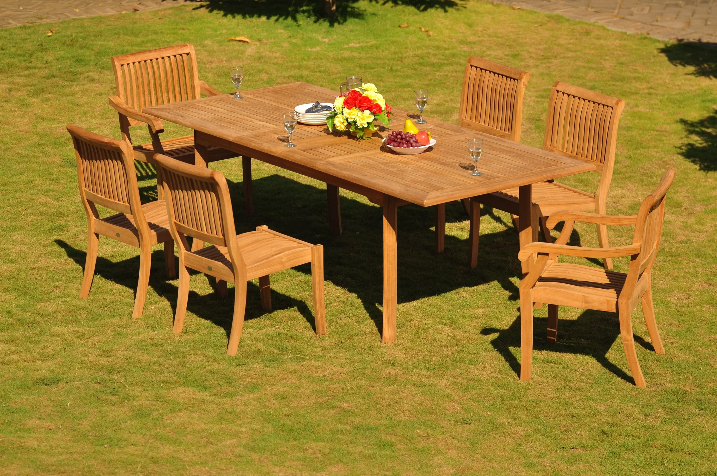 Teak Dining Set: 6 Seater 7 Pc: 94