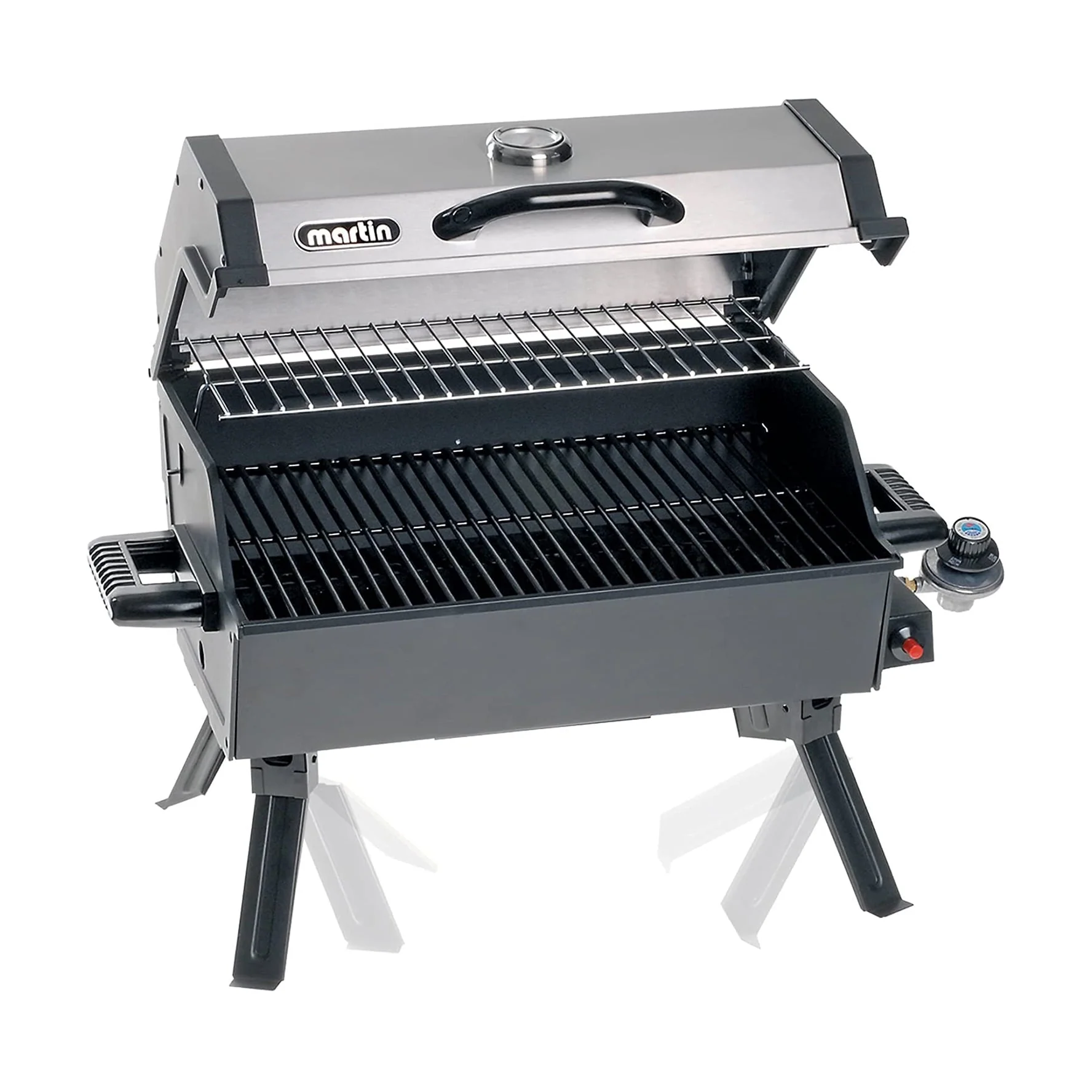 Martin 14,000 BTU Portable Propane Bbq Gas Grill with Support Legs  Grease Pan