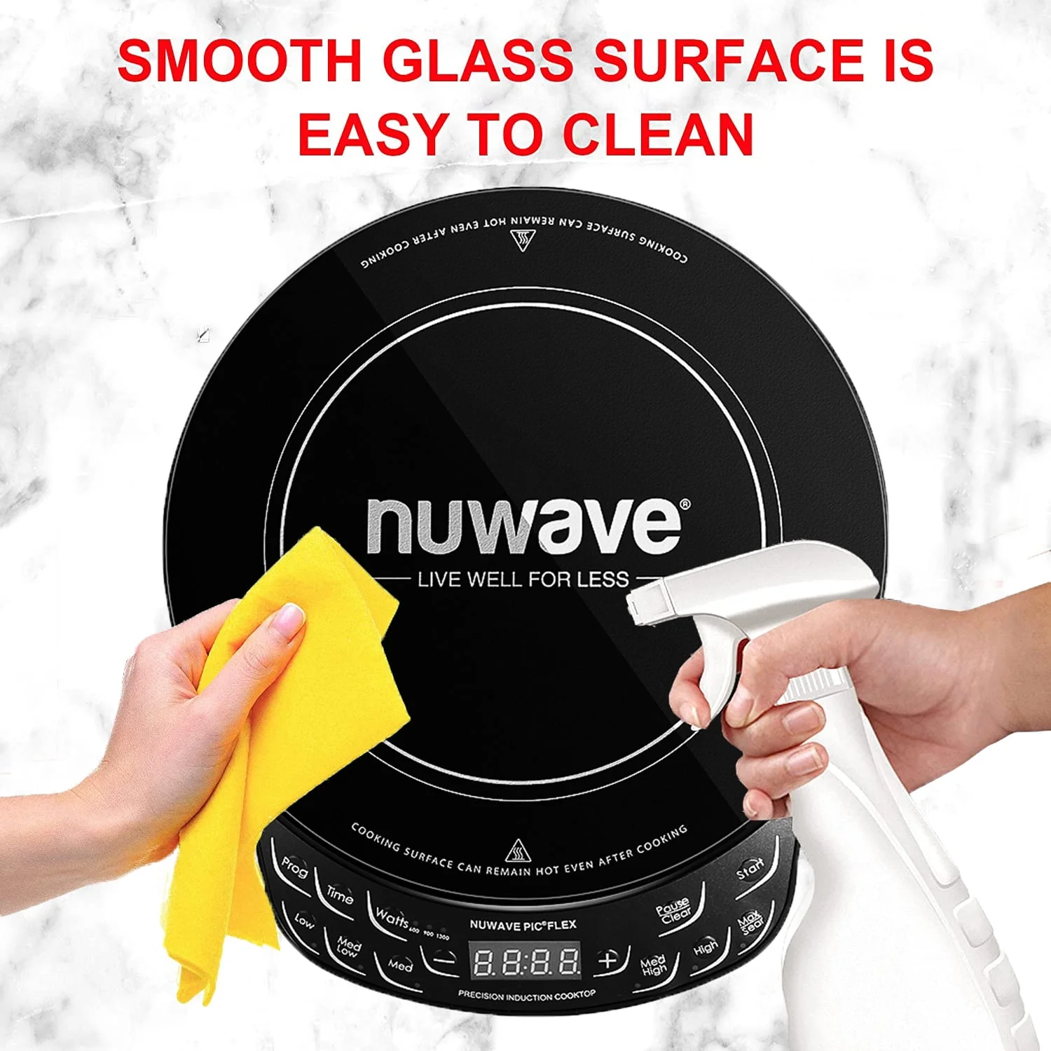 Portable Induction Cooktop Flex with 10 25 inch Shatter Proof Ceramic Glass, Large 6 5 inch Heating Coil, 3 Wattage Settings 600, 900 1300 Watts Image 4