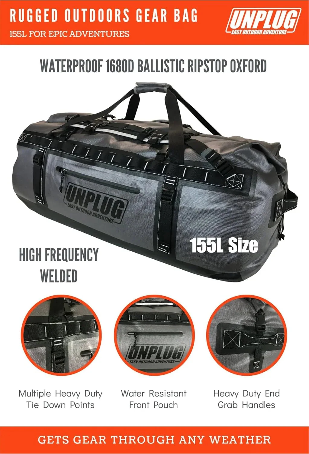 Ultimate Adventure Bag -1680D Heavy Duty Waterproof Travel Duffel Bags for Camping, Motorcycle Dry Bag, Waterproof Bags for Boating,…