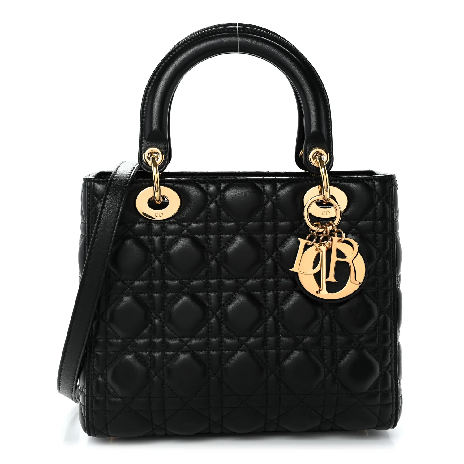 Lambskin Cannage Medium Lady Dior Black