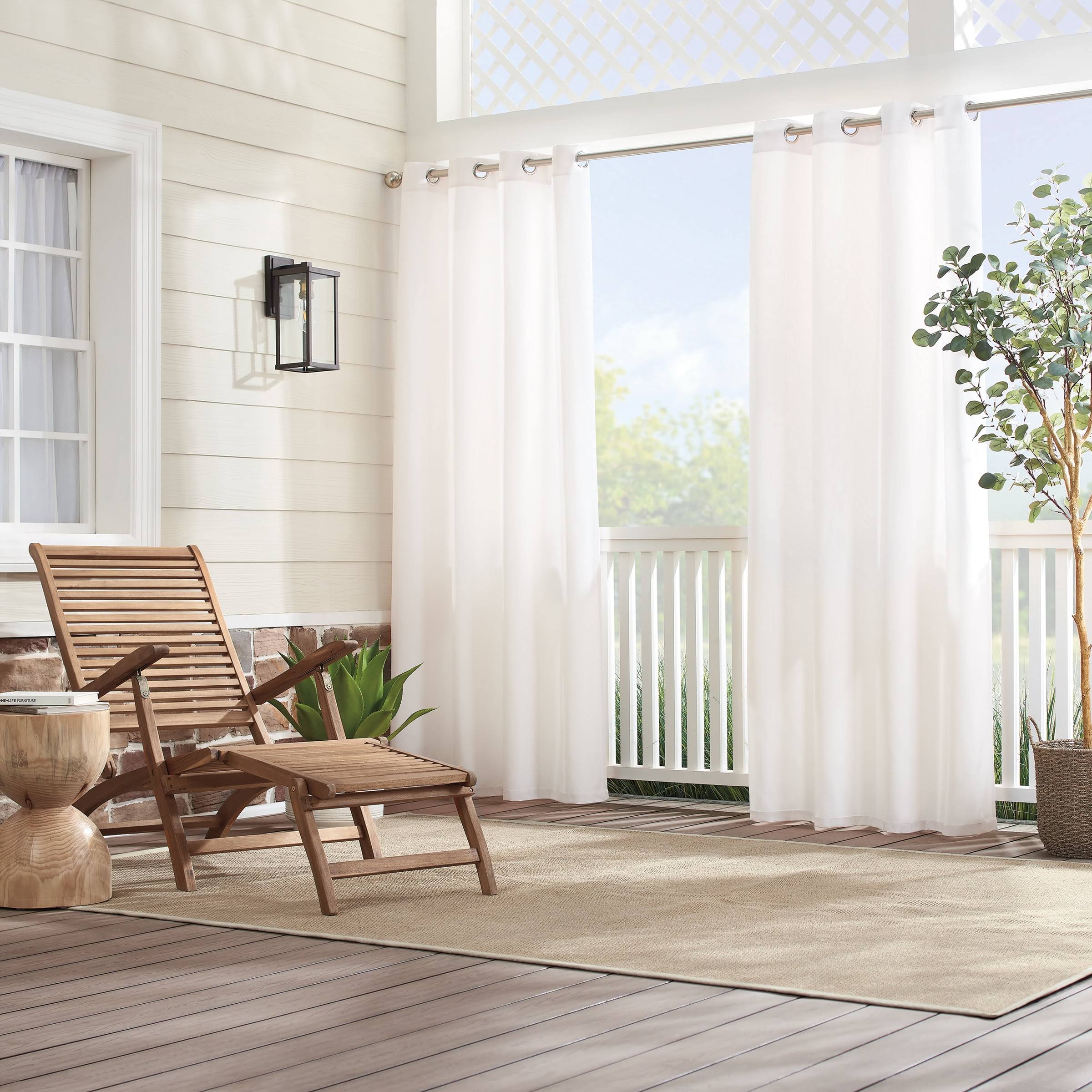 Sunbrella Solid Canvas Grommet Light Filtering Window Curtain Panel - Ivory - 96 in