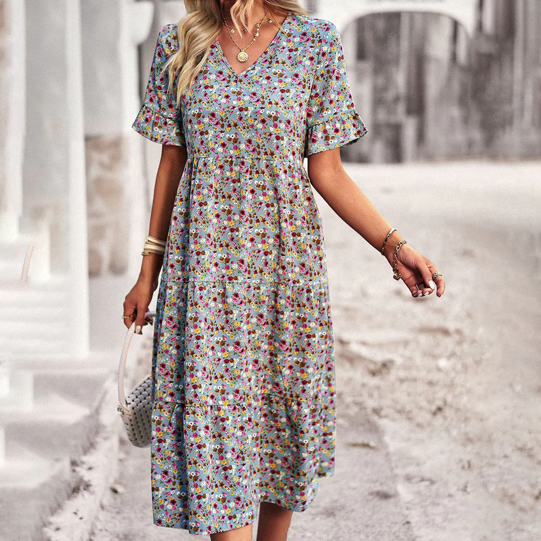 Robe midi d'été fleurie pour femmes