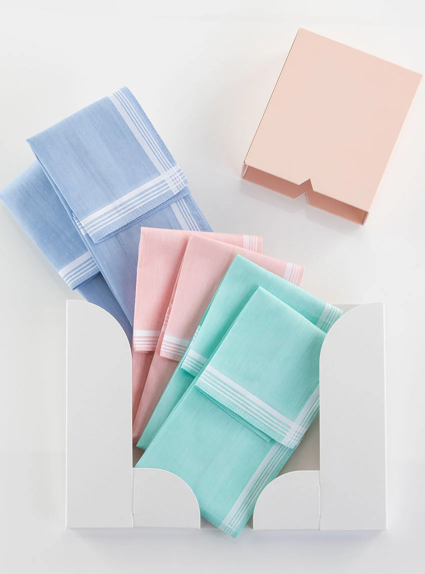 Coffret de 6 mouchoirs femme en coton