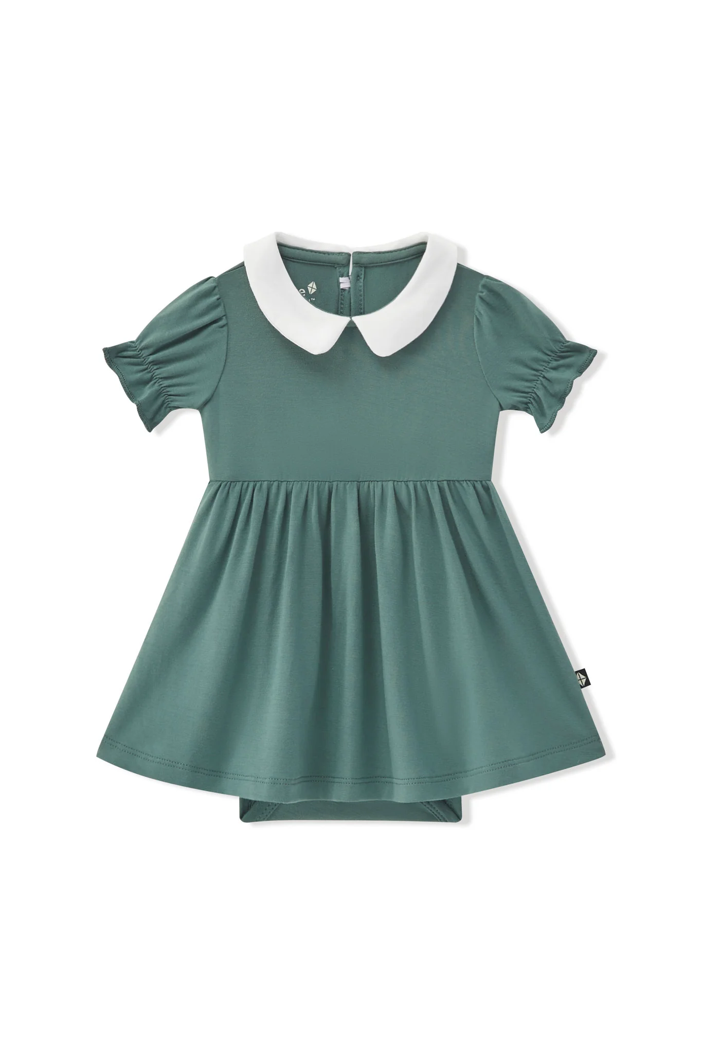 Peter Pan Collar Bodysuit Dress in Pine