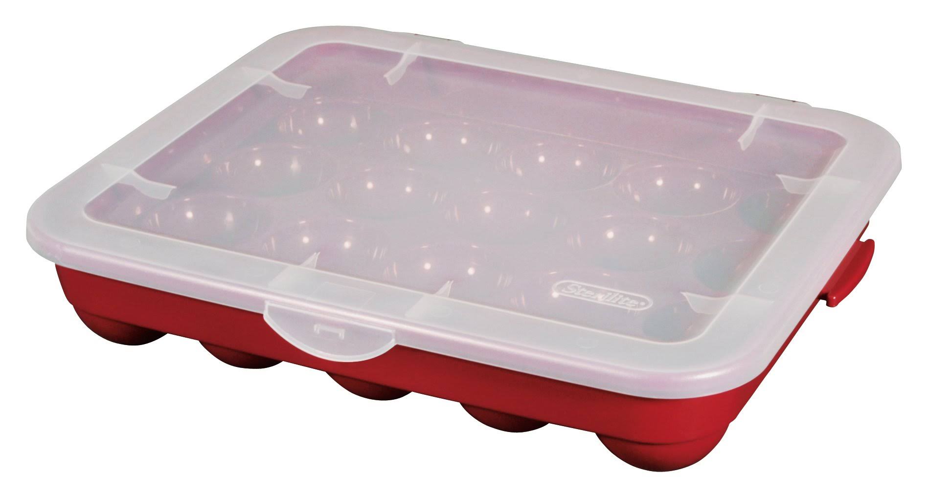 Sterilite Ornament Storage Case with Lid, Red