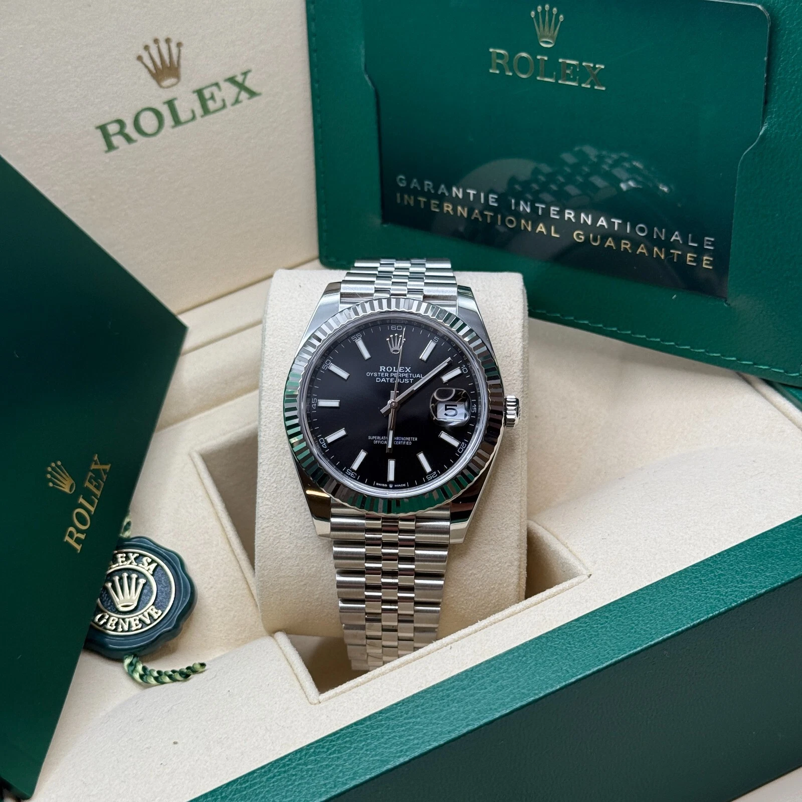 [Super Clone]RLX  Datejust Black Index Jubilee 41mm Stainless Steel - 126334-0018