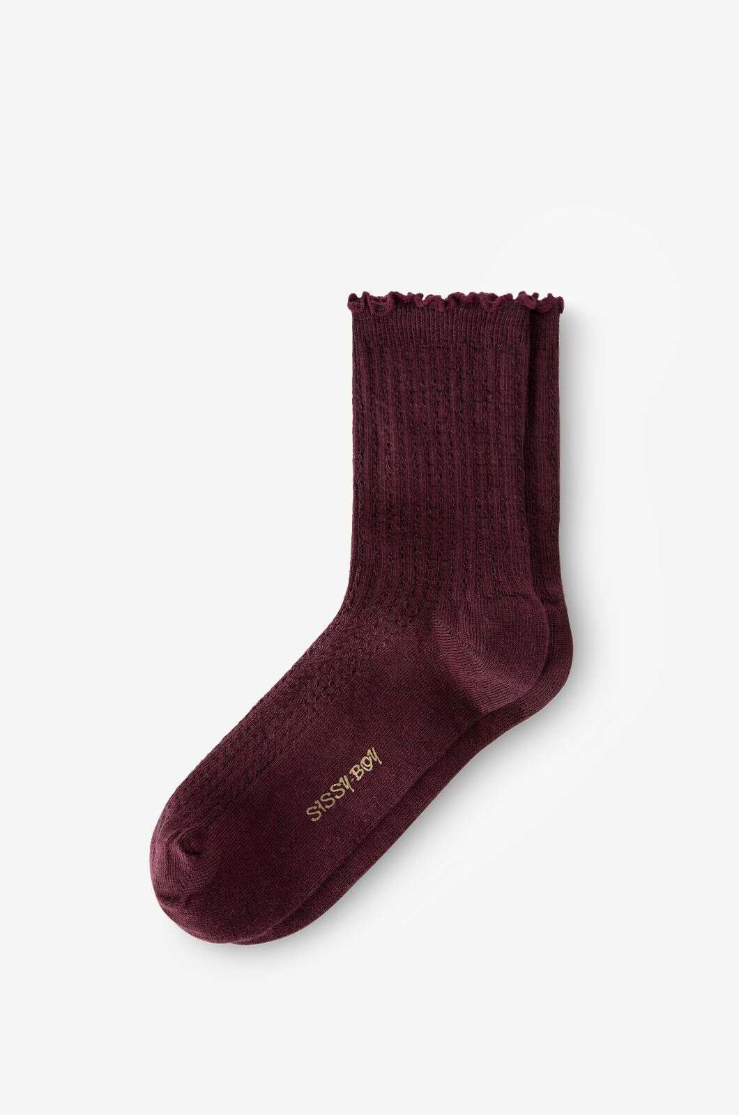 Donkerrode sokken met ajour