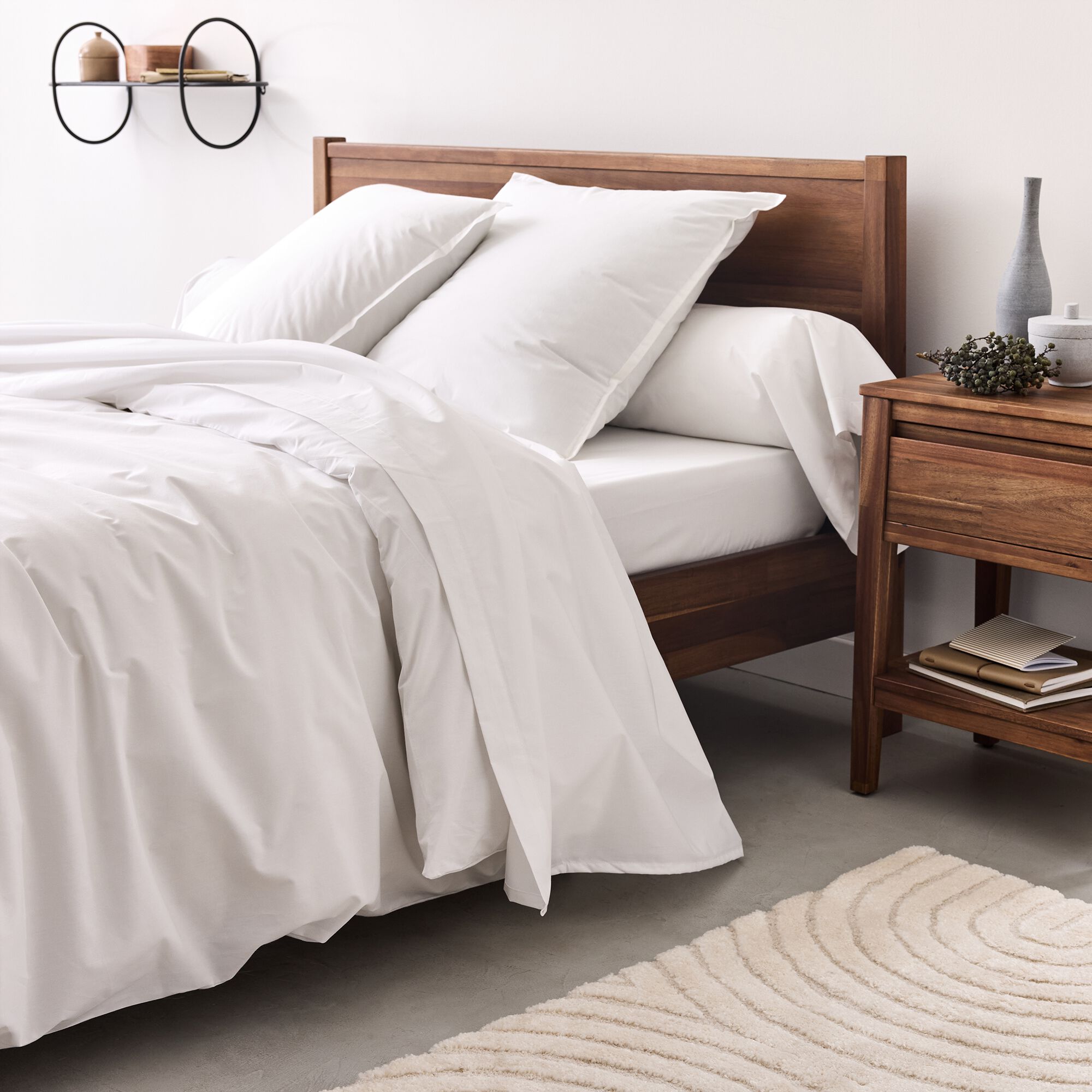 FLORE - Housse de couette en percale de coton 260x240cm - blanc