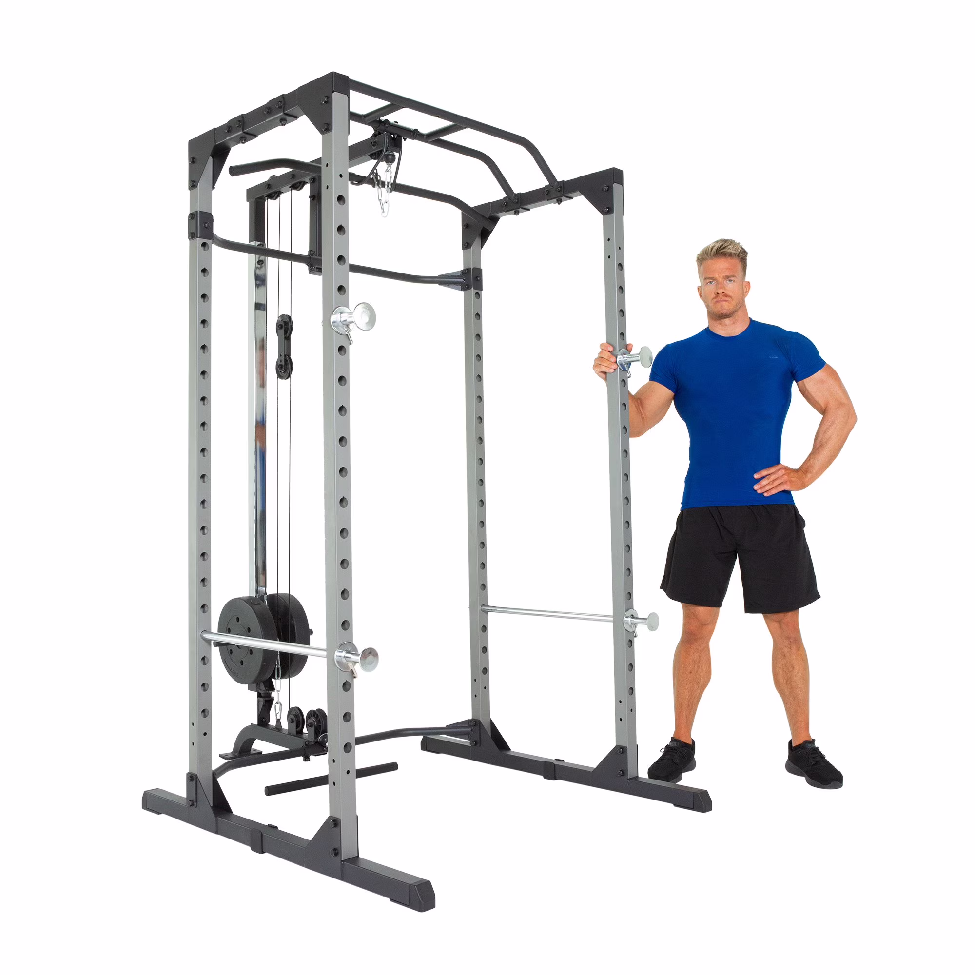 310 Olympic Lat Pull Down and Low Row Cable Attachment for 1600 Ultra Strength 800lb Weight Capacity Squat Stand Power Rack Cage with Lock-in J-Hooks(Nylon) - Image 3