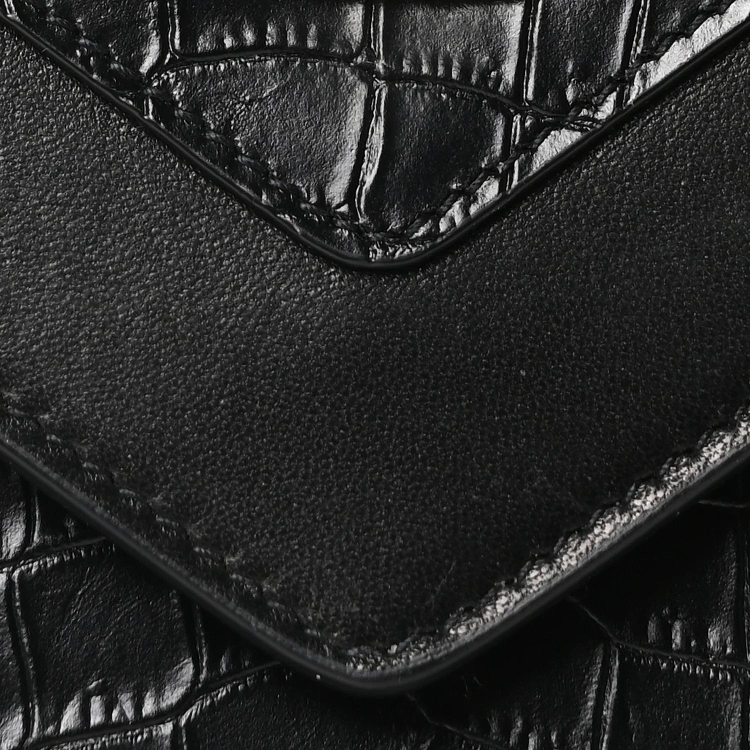 Calfskin Crocodile Embossed Gaby Satchel Black